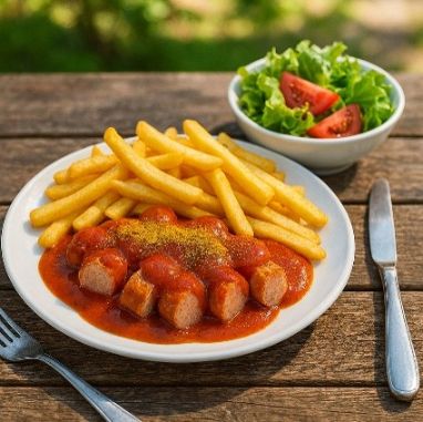 Currywurst-Pommes